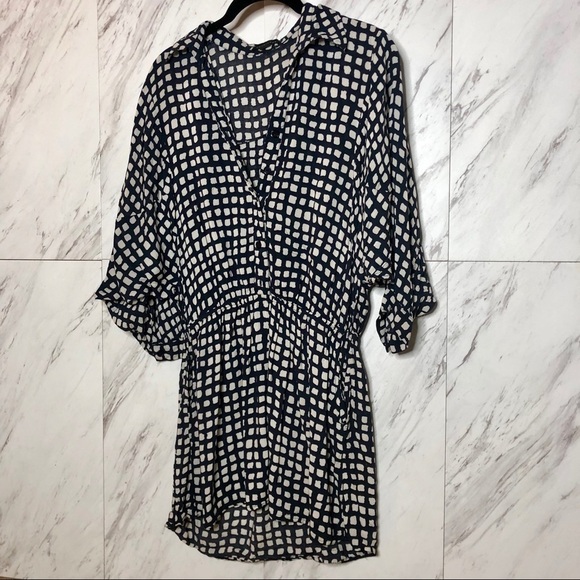 Forever 21 Navy Printed Pocket Shirt Dress SZ M - Picture 1 of 7